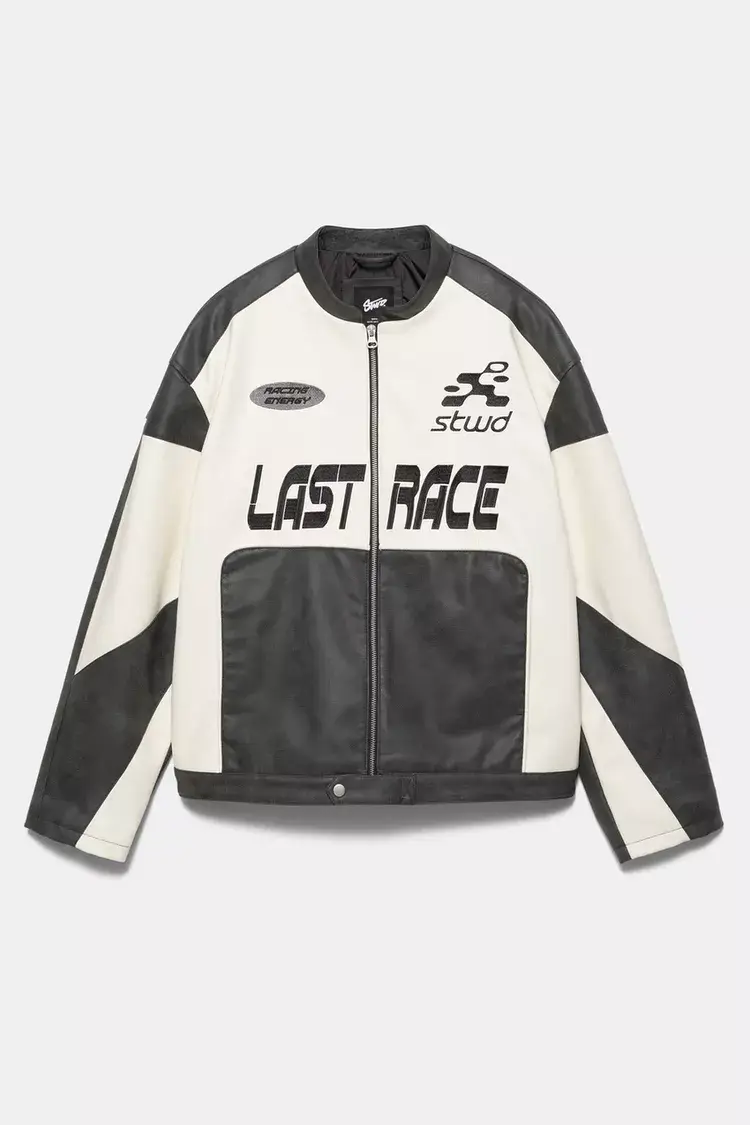 Faux leather panel jacket Faux leather panel jacket