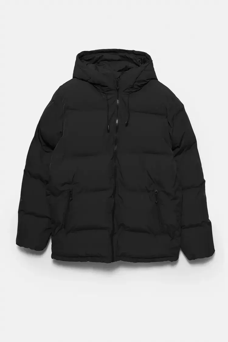 Heat sealed quilted jacket with hood Heat sealed quilted jacket with hood