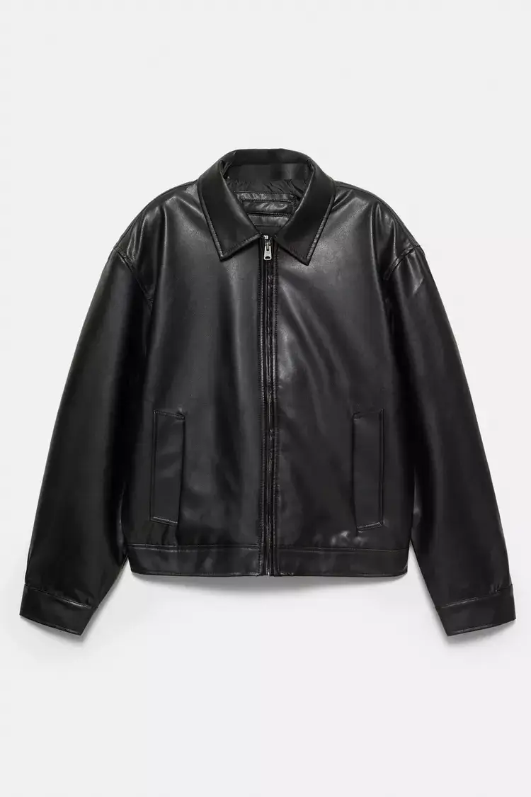 Leather effect trucker jacket Leather effect trucker jacket