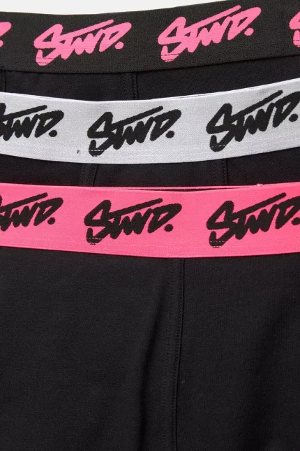 Pack of 3 black boxers with pink STWD logo (1)